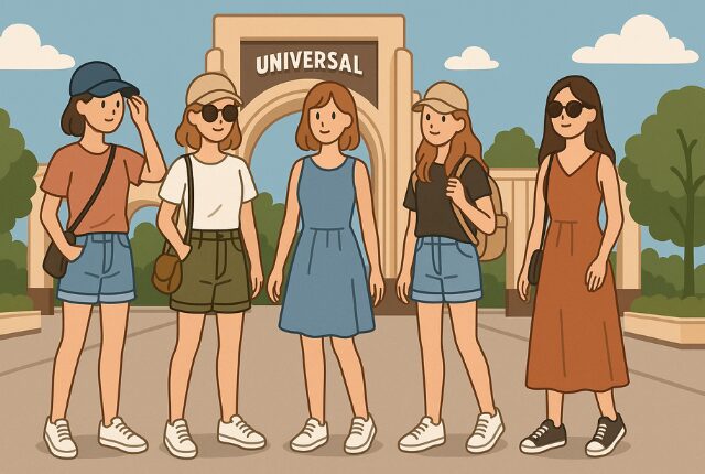 色々なファッションの5人の女性たちイラスト