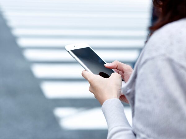 スマホで確認している様子