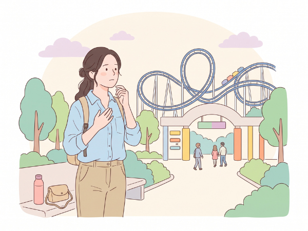私も絶叫系アトラクションに乗った方が良いのかなと考えている女性